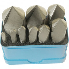 Interstate - 9 Piece, 3/16 to 1" Head Diam, 100° Included Angle, Single End Countersink Set - Caliber Tooling