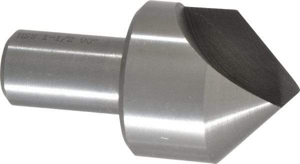 Interstate - 1-1/2" Head Diam, 3/4" Shank Diam, 1 Flute 90° High Speed Steel Countersink - Bright Finish, 2-7/8" OAL, Single End, Straight Shank, Right Hand Cut - Caliber Tooling