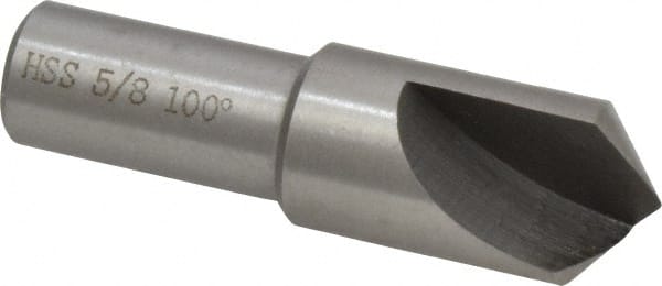 Interstate - 5/8" Head Diam, 1/2" Shank Diam, 1 Flute 100° High Speed Steel Countersink - Caliber Tooling