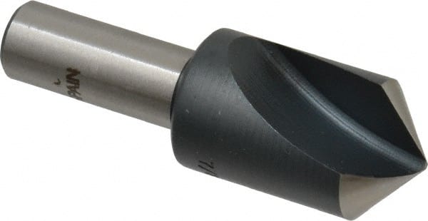 Interstate - 7/8" Head Diam, 1/2" Shank Diam, 1 Flute 100° High Speed Steel Countersink - Caliber Tooling