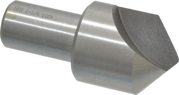 Interstate - 1-1/4" Head Diam, 3/4" Shank Diam, 1 Flute 100° High Speed Steel Countersink - Caliber Tooling