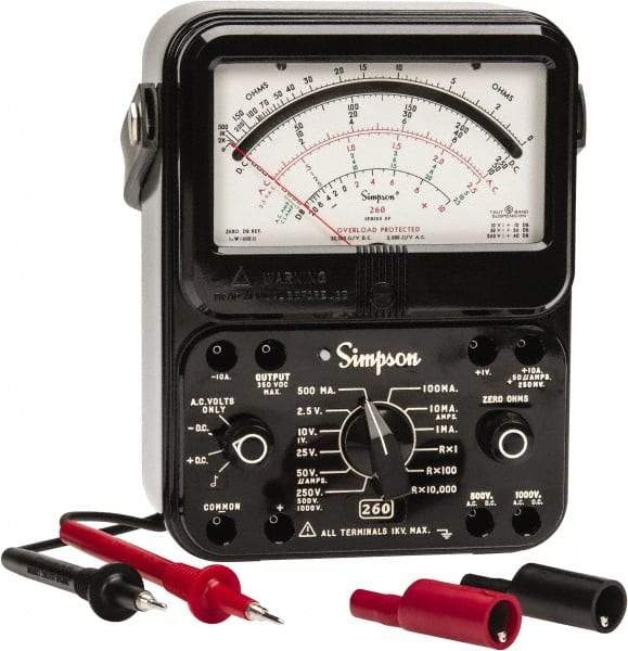 Simpson Electric - 12391, 1,000 VAC/VDC, Analog Manual Ranging Multimeter - 20 mOhm, Measures Voltage, Current, Resistance - Caliber Tooling