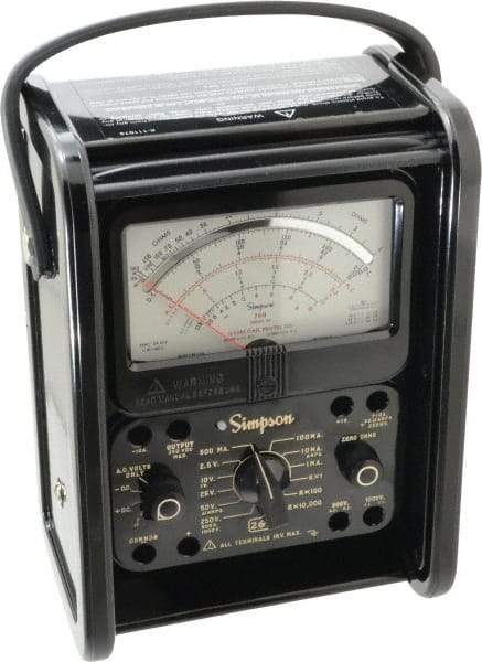 Simpson Electric - 12392, 1,000 VAC/VDC, Analog Manual Ranging Multimeter - 20 mOhm, Measures Voltage, Current, Resistance - Caliber Tooling