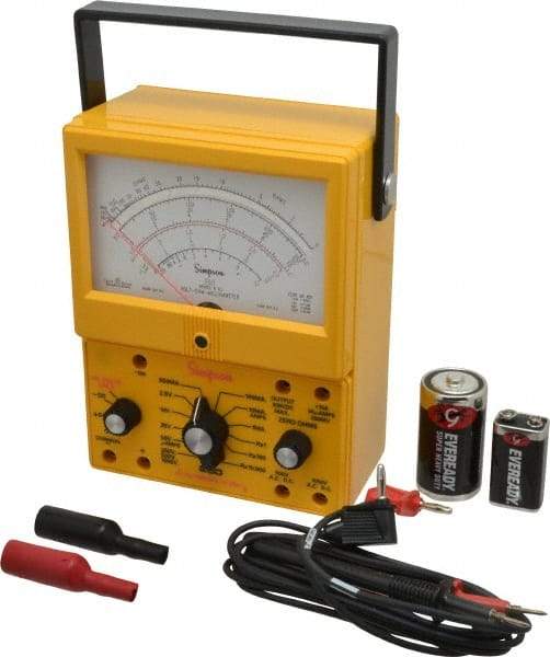 Simpson Electric - 12395, 1,000 VAC/VDC, Analog Manual Ranging Multimeter - 20 mOhm, Measures Voltage, Current, Resistance - Caliber Tooling