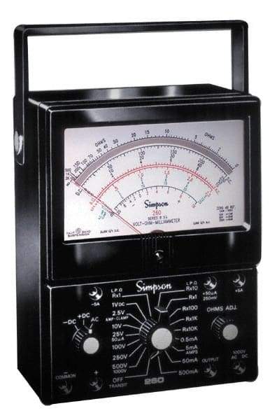 Simpson Electric - 12206, 1,000 VAC/VDC, Analog Manual Ranging Multimeter - 200 Ohm, Measures Voltage, Current, Resistance - Caliber Tooling