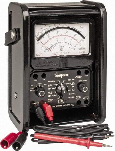 Simpson Electric - 12227, 1,000 VAC/VDC, Analog Manual Ranging Multimeter - 20 mOhm, Measures Voltage, Current, Resistance - Caliber Tooling