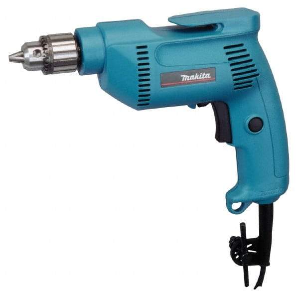 Makita - 3/8" Keyed Chuck, 2,500 RPM, Pistol Grip Handle Electric Drill - 4.9 Amps, 115 Volts, Reversible, Includes Chuck Key & Drill Chuck - Caliber Tooling