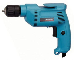 Makita - 3/8" Keyless Chuck, 2,500 RPM, Pistol Grip Handle Electric Drill - 4.9 Amps, 115 Volts, Reversible, Includes Keyless Chuck - Caliber Tooling