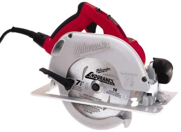 Milwaukee Tool - 15 Amps, 7-1/4" Blade Diam, 5,800 RPM, Electric Circular Saw - 120 Volts, 3 hp, 10' Cord Length, 5/8" Arbor Hole, Right Blade - Caliber Tooling