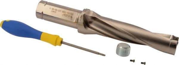 Iscar - 5" Max Drill Depth, 4xD, 1-1/4" Diam, Indexable Insert Drill - 1-1/4" Shank Diam, Whistle Notch Shank - Caliber Tooling