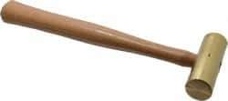 Made in USA - 1-1/2 Lb Head 1-1/4" Face Brass Nonmarring Hammer - 12" OAL, Wood Handle - Caliber Tooling