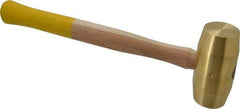 Made in USA - 5 Lb Head 1-7/8" Face Brass Nonmarring Hammer - 15" OAL, Wood Handle - Caliber Tooling