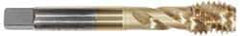 Accupro - #10-24 UNC 3 Flute 2B/3B Modified Bottoming Spiral Flute Tap - Powdered Metal, TiCN Finish, 2-3/8" OAL, Right Hand Flute, Right Hand Thread, H3 - Caliber Tooling