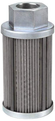 Parker - 30 Mesh, 95 LPM, 25 GPM, 3.53" Diam, Male/Female Magnetic Suction Strainer - 1-1/4 Port NPT, 7.39" Long - Caliber Tooling