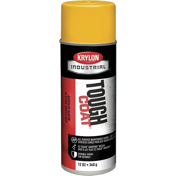 Krylon - OSHA Yellow, 12 oz Net Fill, High Gloss, Enamel Spray Paint - 20 to 25 Sq Ft per Can, 16 oz Container, Use on Conduits, Ducts, Electrical Equipment, Machinery, Metal, Motors, Pipelines & Marking Areas, Railings, Steel Bars, Tool Boxes, Tools - Caliber Tooling