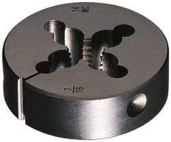 Cle-Line - 1/4-20 UNC Thread, 1" Outside Diam Carbon Steel Round Die - 3/8" Thick, Right Hand Thread, Adjustable - Exact Industrial Supply