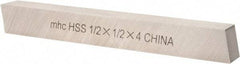 Interstate - M2 High Speed Steel Square Tool Bit Blank - 1/2" Wide x 1/2" High x 4" OAL, Ground - Exact Industrial Supply