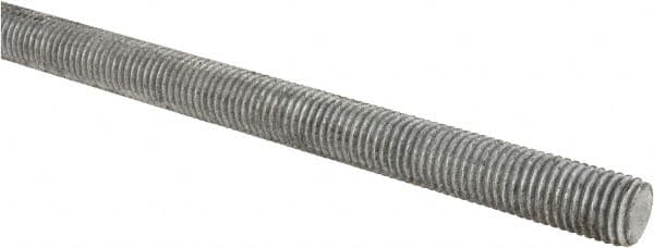 Made in USA - 3/4-10 UNC (Coarse), 2' Long, Low Carbon Steel Threaded Rod - Hot-Dipped Galvanized Finish, Right Hand Thread - Caliber Tooling