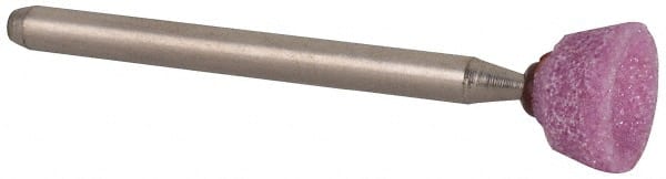 Grier Abrasives - 3/8 x 3/16" Head Diam x Thickness, B83, Inverted Cone Cupped End, Aluminum Oxide Mounted Point - Caliber Tooling