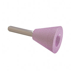 Grier Abrasives - 1-3/8 x 1" Head Diam x Thickness, A31, Inverted Cone Cupped End, Aluminum Oxide Mounted Point - Caliber Tooling