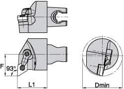 Kennametal - Left Hand Cut, Size KM3225, DN.. Insert Compatiblity, Internal Modular Turning & Profiling Cutting Unit Head - 22mm Ctr to Cutting Edge, 30mm Head Length, Through Coolant, Series Kenloc - Caliber Tooling