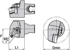 Kennametal - Left Hand Cut, Size KM3225, VN.. Insert Compatiblity, Internal Modular Turning & Profiling Cutting Unit Head - 27mm Ctr to Cutting Edge, 30mm Head Length, Through Coolant, Series Kenloc - Caliber Tooling