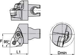 Kennametal - Right Hand Cut, Size KM3225, WN.. Insert Compatiblity, Internal Modular Turning & Profiling Cutting Unit Head - 22mm Ctr to Cutting Edge, 30mm Head Length, Through Coolant, Series Kenloc - Caliber Tooling