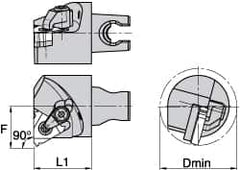 Kennametal - Insert Style LT 16NL, 30mm Head Length, Left Hand Cut, Internal Modular Threading Cutting Unit Head - System Size KM3225, 22mm Center to Cutting Edge, Series LT Threading - Caliber Tooling