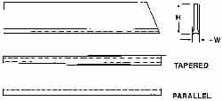 Made in USA - 3/16 Inch Wide x 11/16 Inch High x 5 Inch Long, Tapered Blade, Cutoff Blade - C6 Grade, Bright Finish - Exact Industrial Supply