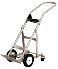 Made in USA - 47" OAH Cylinder Hand Truck - Swept Back Handle, Steel, Semi-Pneumatic Wheels - Caliber Tooling