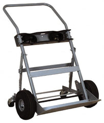 Made in USA - 47" OAH Cylinder Hand Truck - Swept Back Handle, Steel, Full Pneumatic Wheels - Caliber Tooling