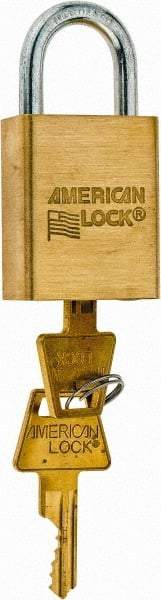 American Lock - 3/4" Shackle Clearance, Keyed Different Padlock - 1/4" Shackle Diam, Steel - Caliber Tooling