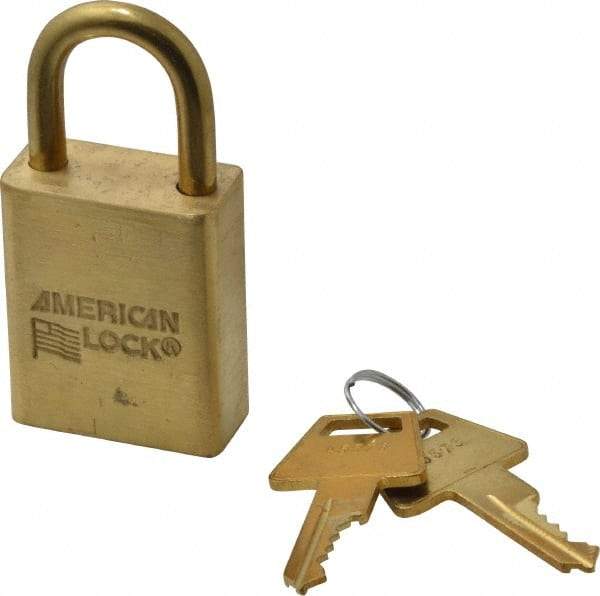 American Lock - 3/4" Shackle Clearance, Keyed Different Padlock - 1/4" Shackle Diam, Steel - Caliber Tooling