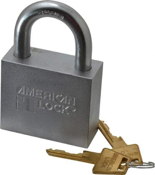 American Lock - 1-1/4" Shackle Clearance, Keyed Different Wide Clearance Padlock - 7/16" Shackle Diam, Steel - Caliber Tooling