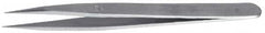 Value Collection - 3-1/2" OAL 0C-SS Precision Tweezers - Short, Flat Tip - Caliber Tooling