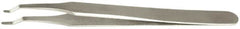 Value Collection - 4-3/4" OAL 2AD-SS Precision Tweezers - Rounded Flat Tip, Thin Tapered Edge - Caliber Tooling