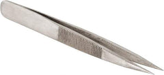 Value Collection - 4-3/8" OAL AC-SS Precision Tweezers - Heavy Tip with Serrated Shank - Caliber Tooling