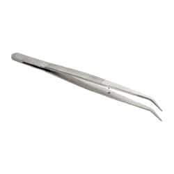 Value Collection - 5-7/8" OAL Stainless Steel Assembly Tweezers - Bent Point with Serrated Shank & Tip - Caliber Tooling