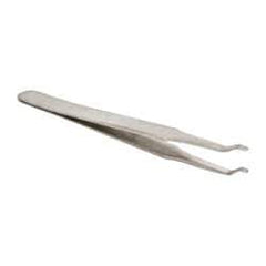 Value Collection - 4-3/4" OAL 2AD-SA Precision Tweezers - Rounded Flat Tip, Thin Tapered Edge - Caliber Tooling