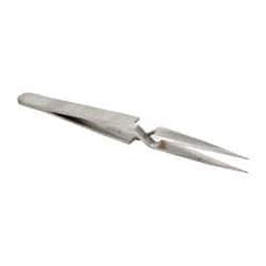 Value Collection - 4-1/2" OAL N0 Reverse Action Tweezers - Flat Tip - Caliber Tooling