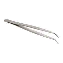 Value Collection - 6-1/4" OAL Stainless Steel Assembly Tweezers - Long Bent Point, Serrated Body/Tip - Caliber Tooling