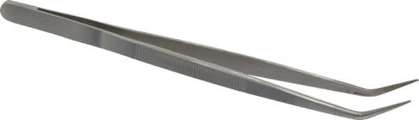 Value Collection - 6-1/4" OAL Assembly Tweezers - Long Bent Point, Serrated Body/Tip - Caliber Tooling