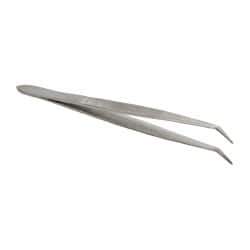 Value Collection - 4-11/32" OAL Stainless Steel Assembly Tweezers - Short Bent Point, Serrated Body/Edge - Caliber Tooling