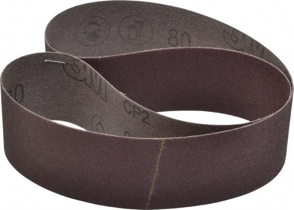 3M - 2" Wide x 36" OAL, 80 Grit, Aluminum Oxide Abrasive Belt - Aluminum Oxide, Medium, Coated, X Weighted Cloth Backing, Series 341D - Caliber Tooling