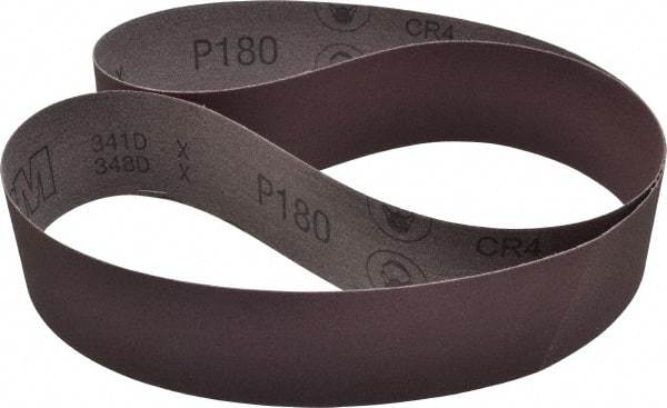 3M - 2" Wide x 48" OAL, 180 Grit, Aluminum Oxide Abrasive Belt - Aluminum Oxide, Very Fine, Coated, X Weighted Cloth Backing, Series 341D - Caliber Tooling