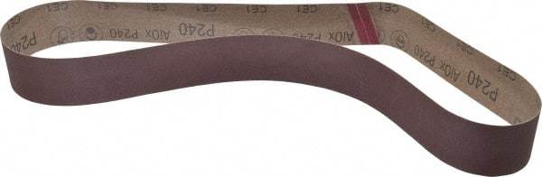 3M - 2" Wide x 48" OAL, 240 Grit, Aluminum Oxide Abrasive Belt - Aluminum Oxide, Very Fine, Coated, X Weighted Cloth Backing, Series 241D - Caliber Tooling