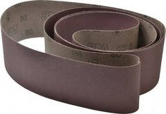 3M - 4" Wide x 132" OAL, 80 Grit, Aluminum Oxide Abrasive Belt - Aluminum Oxide, Medium, Coated, X Weighted Cloth Backing, Series 341D - Caliber Tooling