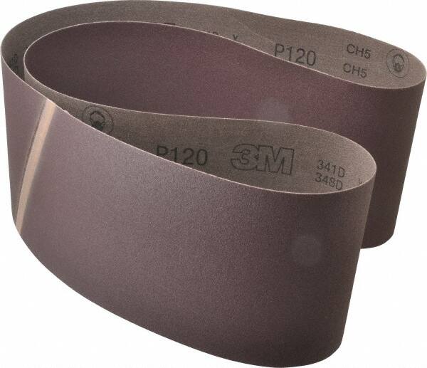 3M - 6" Wide x 60" OAL, 120 Grit, Aluminum Oxide Abrasive Belt - Aluminum Oxide, Fine, Coated, X Weighted Cloth Backing, Series 341D - Caliber Tooling