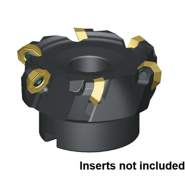 Kennametal - 9 Inserts, 80mm Cut Diam, 27mm Arbor Diam, 3.5mm Max Depth of Cut, Indexable Square-Shoulder Face Mill - 45° Lead Angle, 50mm High, OFPT06L5AFENGB Insert Compatibility, Through Coolant, Series KSOM - Caliber Tooling