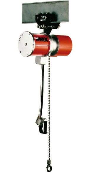 CM - 1/4 Ton Load Limit, 10' Max Height Hook Mount Air Hoist - 70 SCFM at 90 PSI, 15-1/4" Min Headroom, Pendant Control - Caliber Tooling